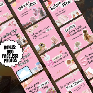 100 Aesthetic Pink Instagram Carousel Templates (PLR + MRR) – Editable Canva Designs