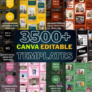 3500+ Canva Editable Social Media Templates Mega Bundle for Instagram, Facebook & Multi-Platform Branding